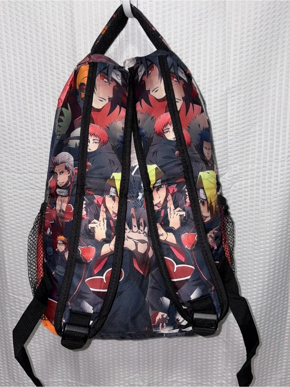 New! 2 Piece Anime Naruto Print Black Backpack And Sling Bag